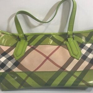 Burberry PVC Vinyl Green Plaid Women's Tote Bag